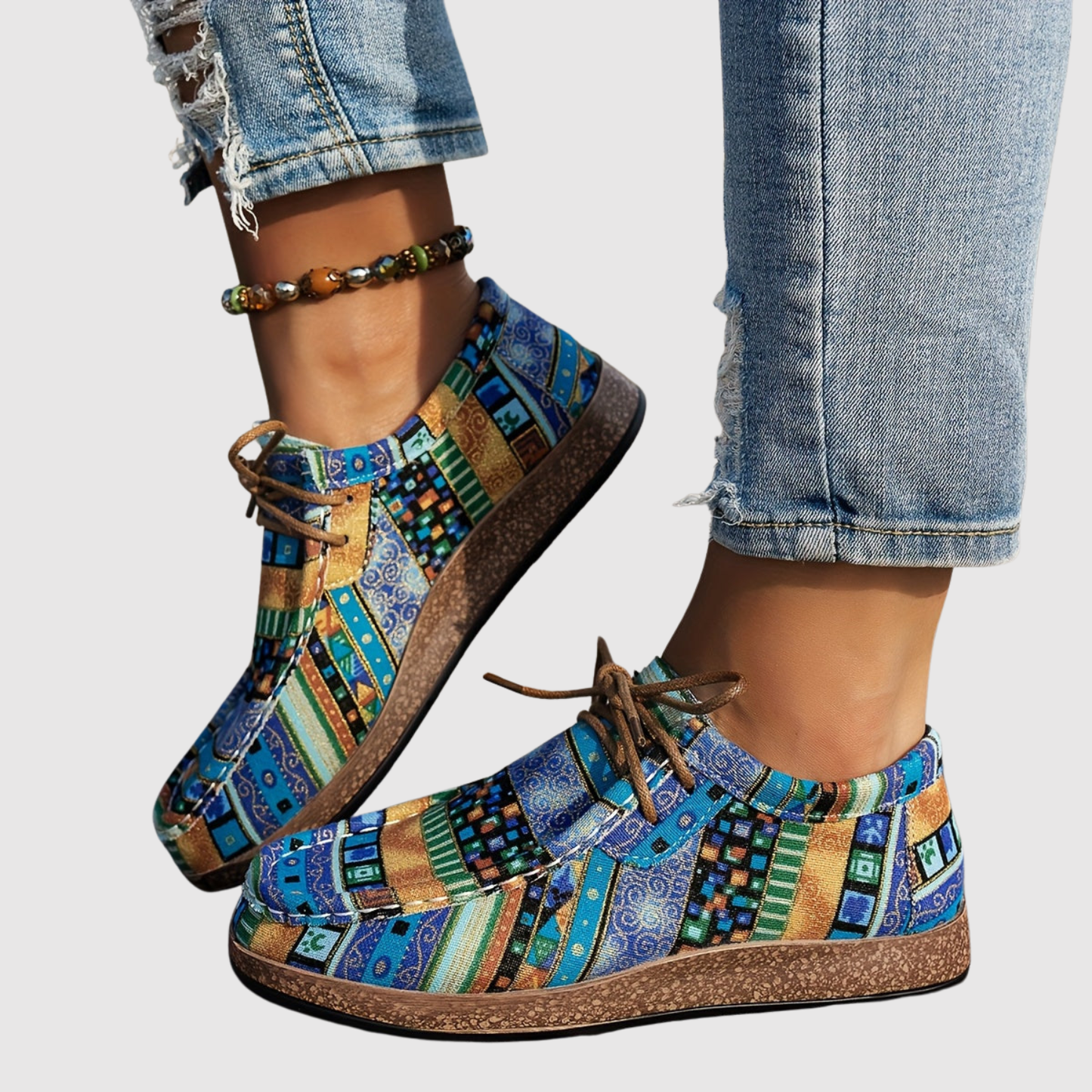 Rita - Boho damskie buty w kwiatowy wzór