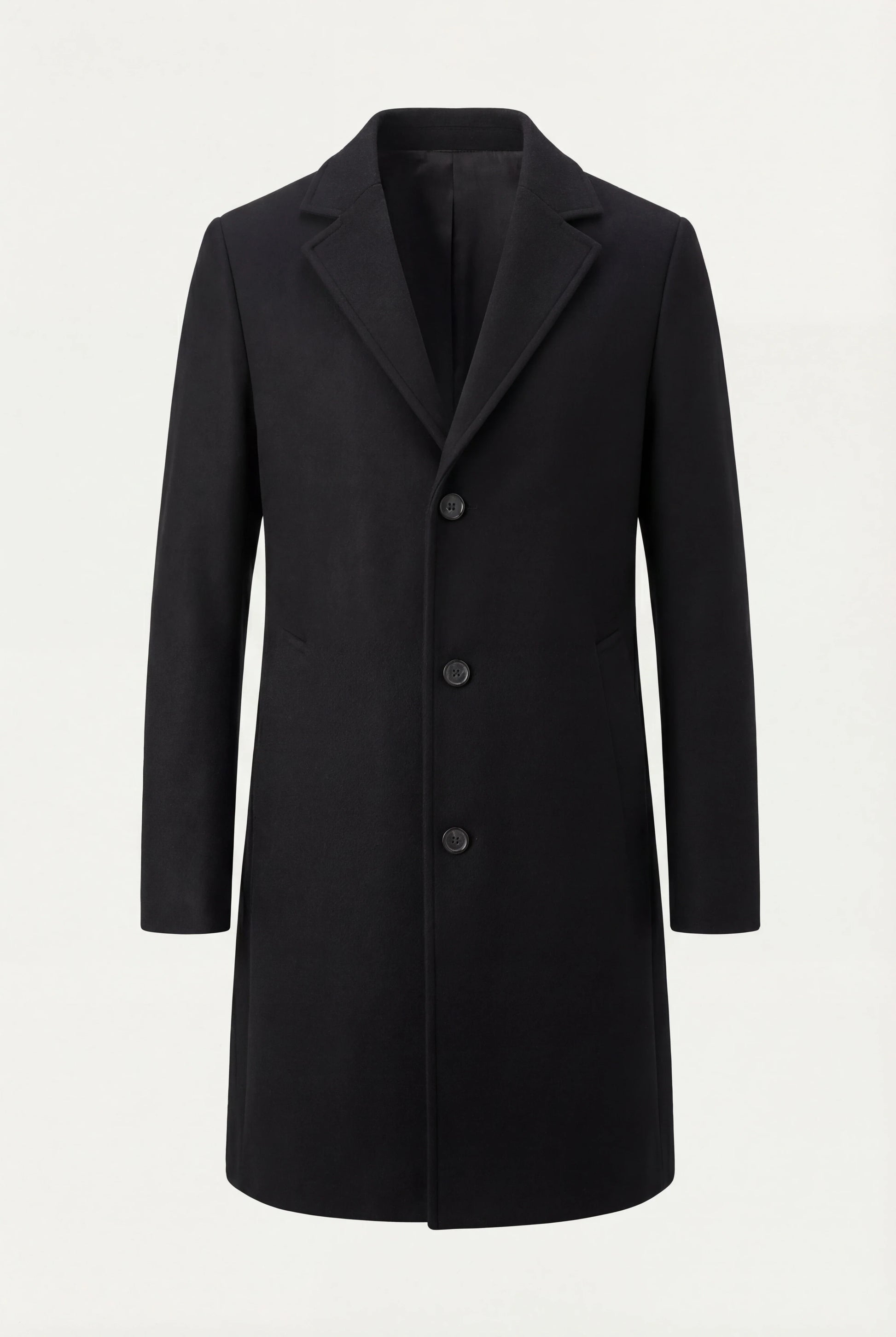 Herre enkeltradet sort frakke med revers og knaplukning - Coat - Valmont Wear