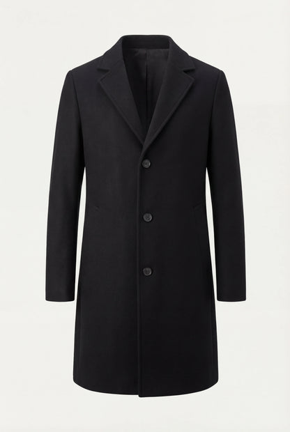 Herre enkeltradet sort frakke med revers og knaplukning - Coat - Valmont Wear