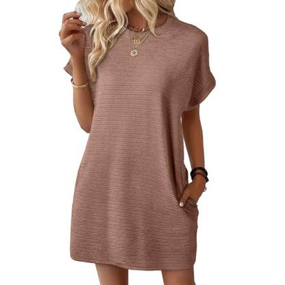 Women's Crew Neck Short Sleeve T-Shirt Mini Dress