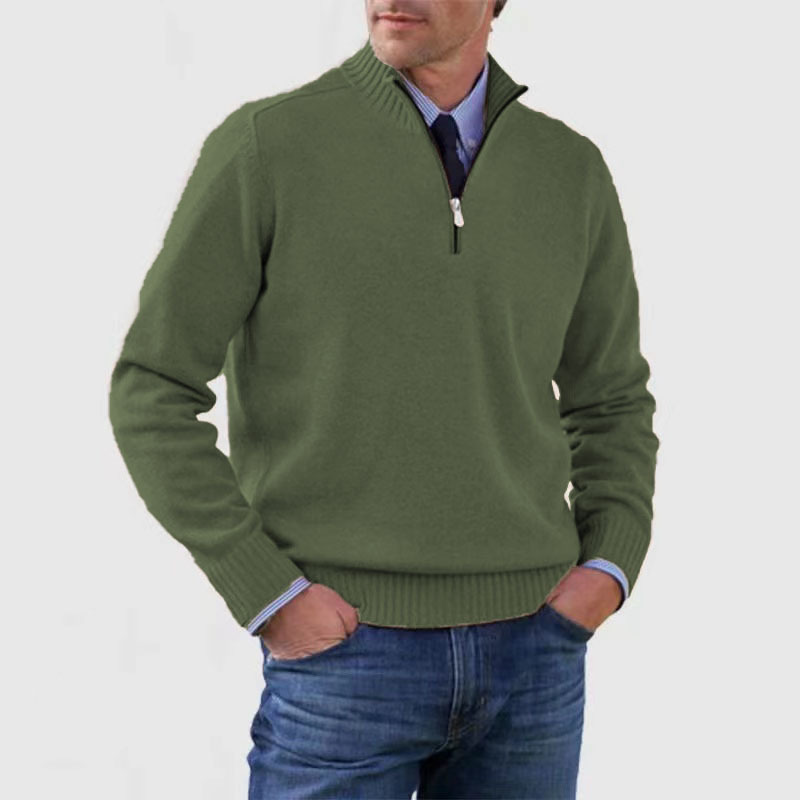 Herren Strick Pullover mit Viertelreißverschluss | Stehkragen