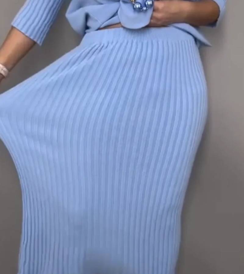 Debora Knit Set with Ribbed Skirt – Cozy, Chic, and Effortless