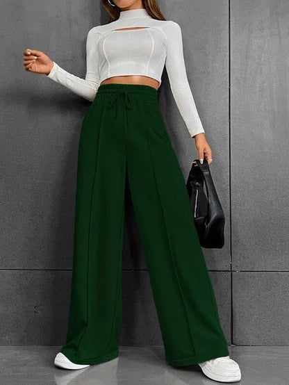 Pantaloni da donna leggeri a vita alta e vestibilità comoda – Comodi pantaloni larghi