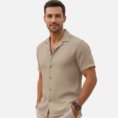 Chemise homme légère en lin manches courtes