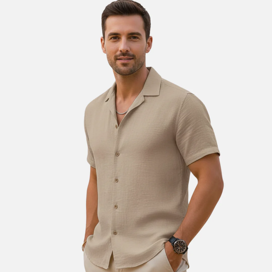 Chemise homme légère en lin manches courtes