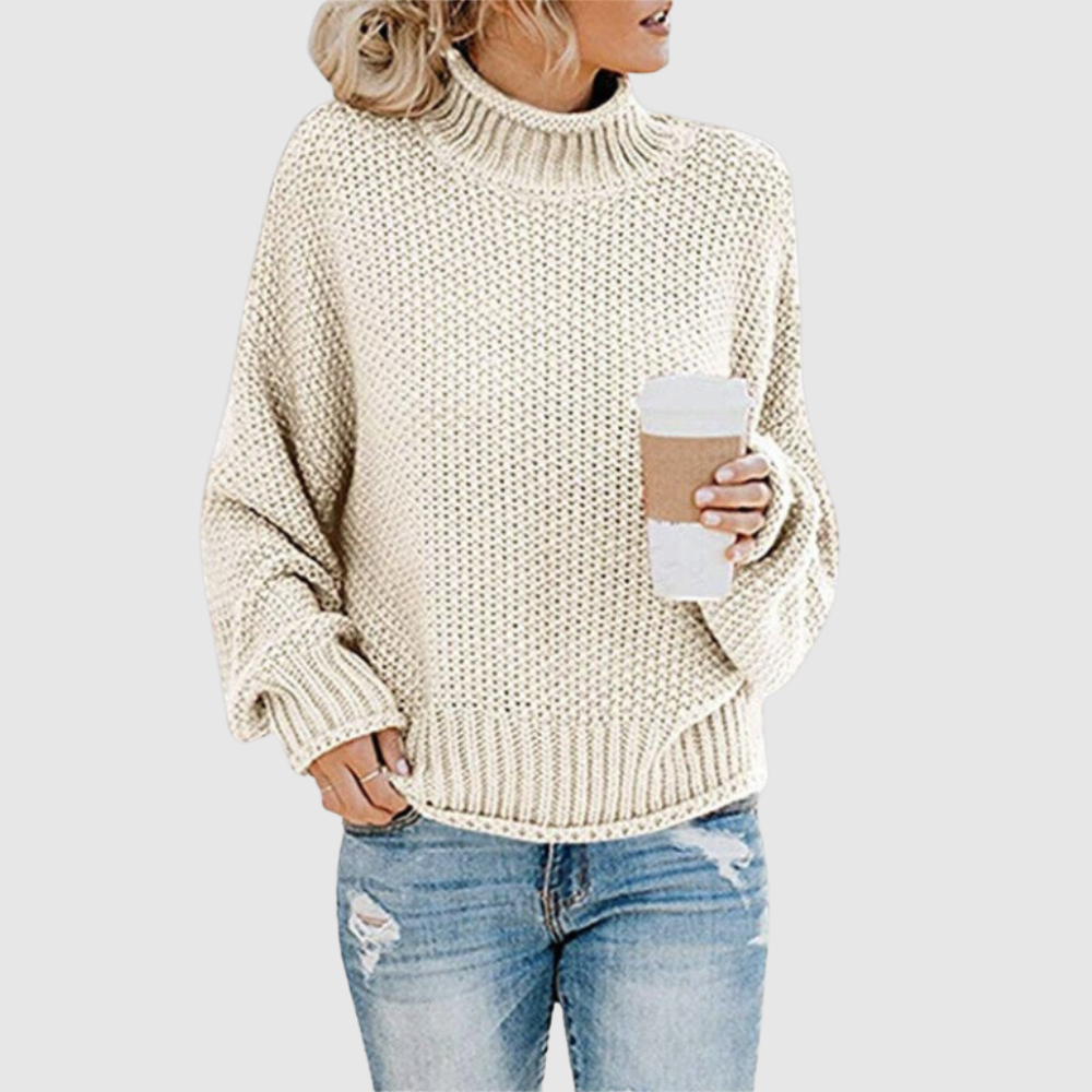 Amelia – Oversize dámský svetr s vysokým límcem