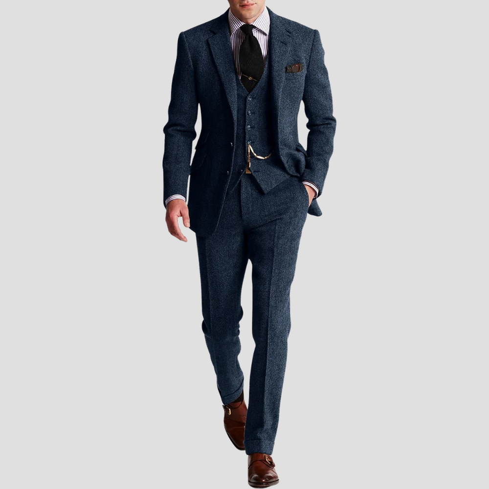 Men's Slim Fit Three-Piece Wool Suit