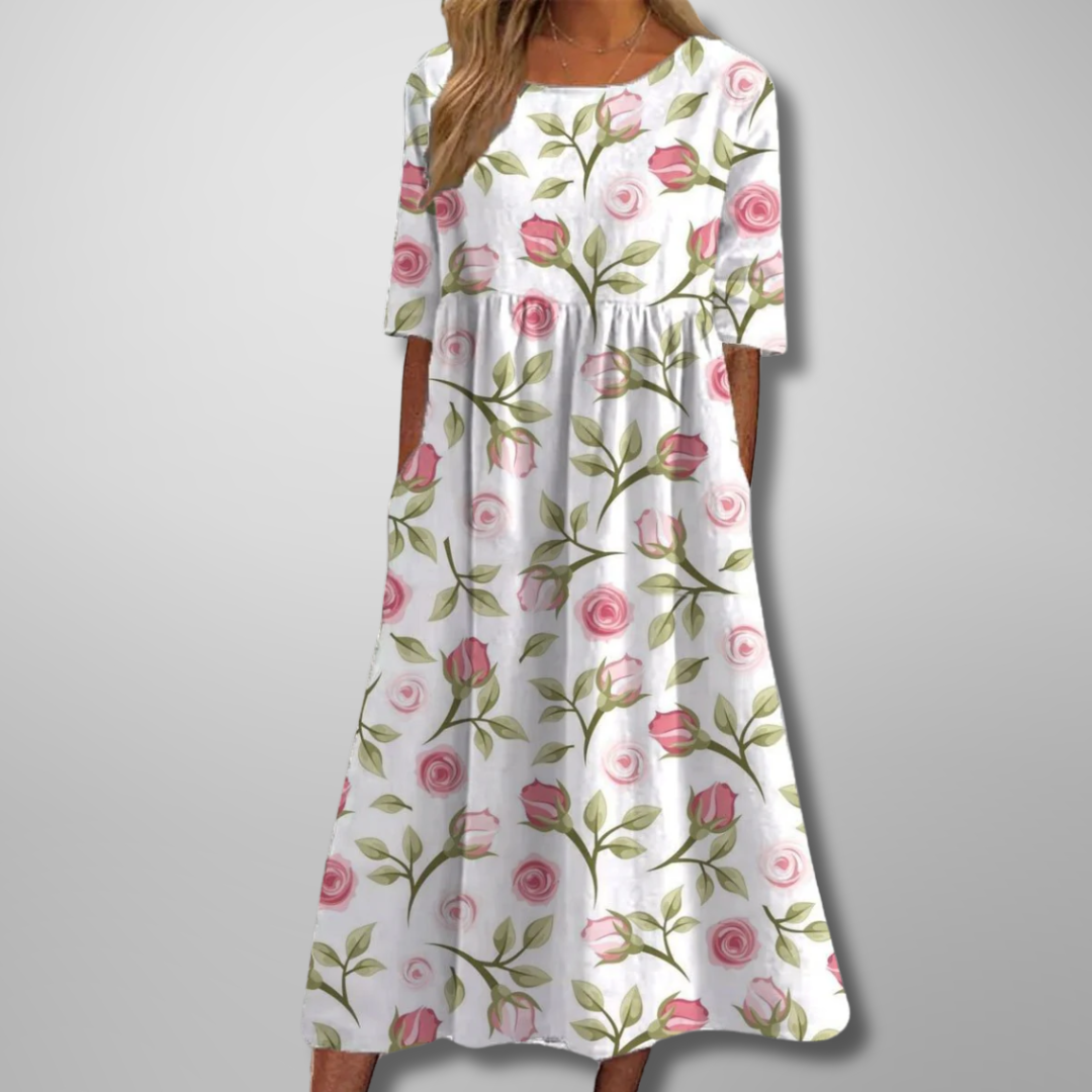 Florine | Elegant Floral Midi Dress