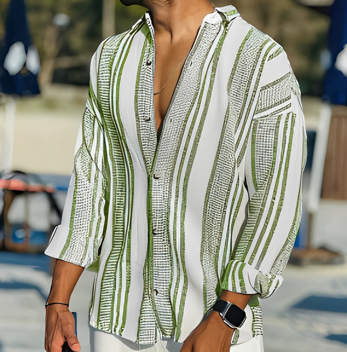 Enrico - Herren Gestreiftes Freizeithemd