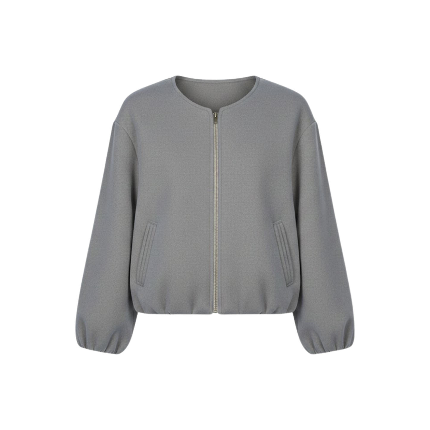 Veste bomber courte pour femme avec fermeture éclair et col rond décontractée