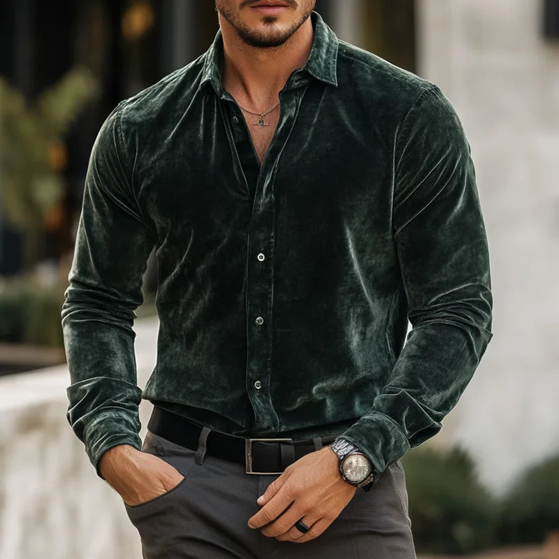 DUVAL PARIS™ | CHEMISE CLASSIQUE EN VELOURS POUR HOMMES