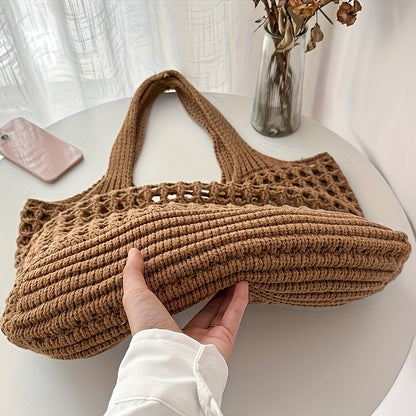 Geweven Strandtas met Open Netstructuur Dames Grote Shopper