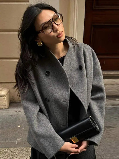 Zophia | Stylische übergroße Wolljacke mit Knöpfen