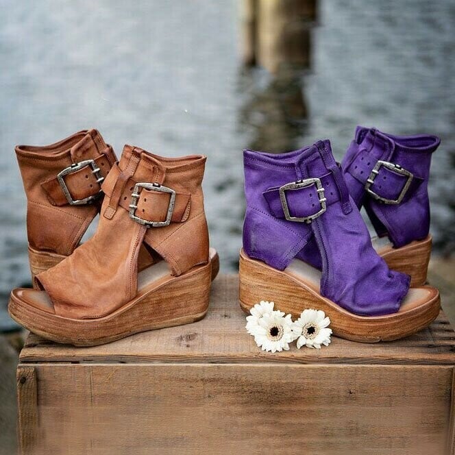 Dawn | Women's Boho Wedge Sandals with Buckle