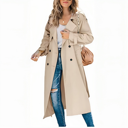Trench-Coat Moderne Femme à Double Boutonnage – Manteau Long Imperméable