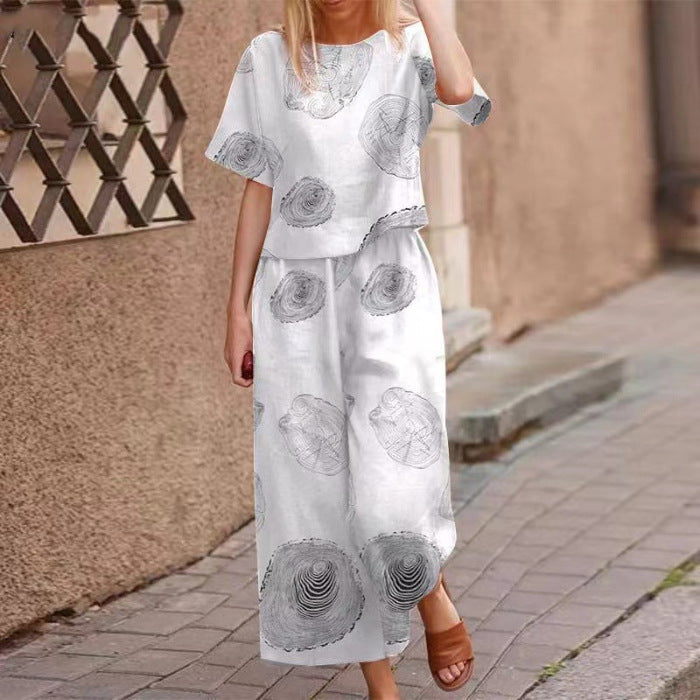 Diofa | Feminines Zweiteiler-Set mit Print und softem Fall