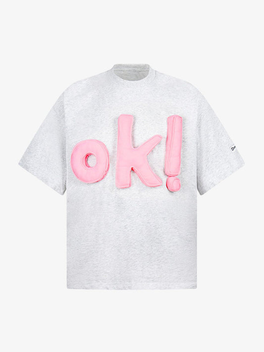Graphic OK! Slogan Cotton T-Shirt