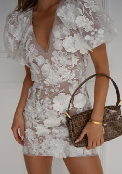 3D Floral Embroidered Marina Dress for Elegant Style
