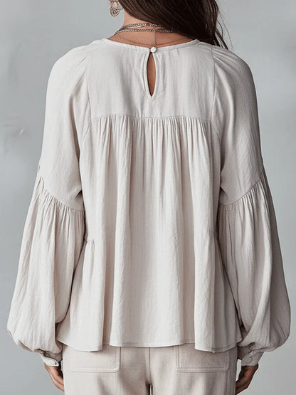 Narella - Blusa con scollo a V e rouches