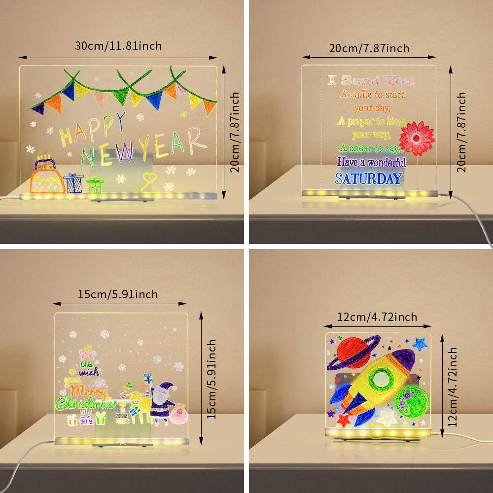 LED Acrylic Message Board – Herbruikbaar Lichtgevend Schrijfbord met Nachtlampfunctie