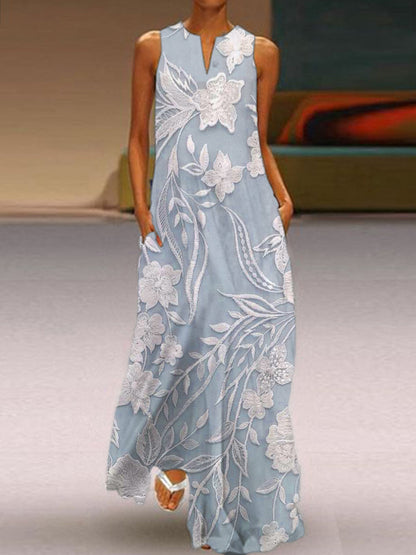 Selene – Sophisticated Sleeveless Luxe-Print Dress