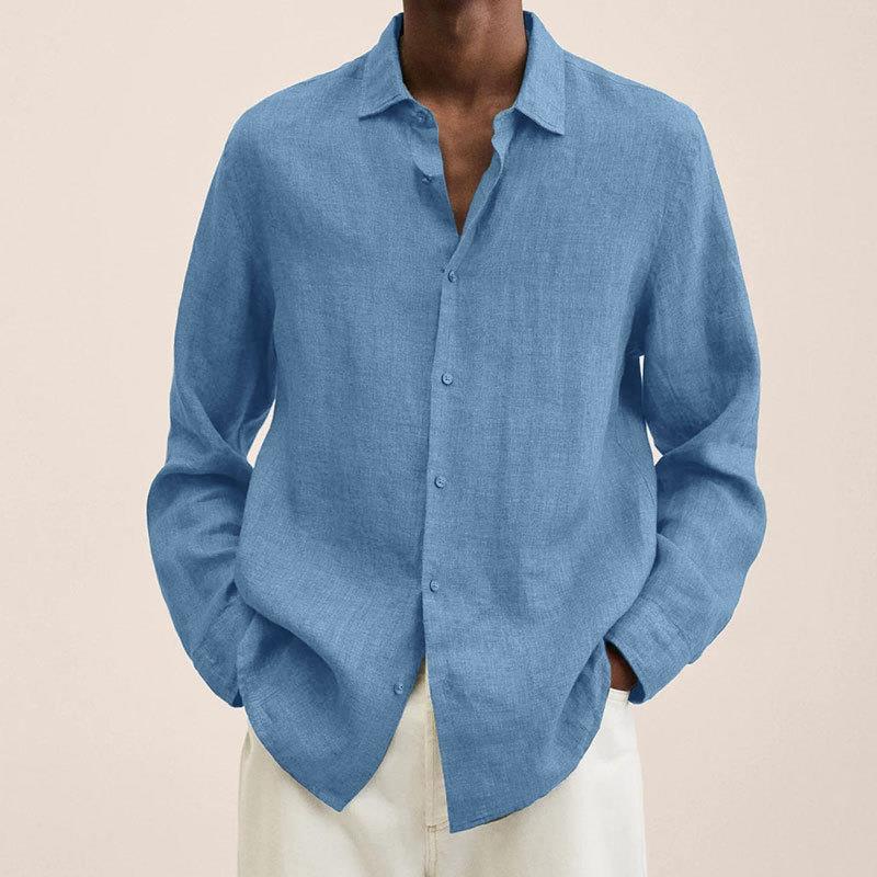 Renaro – Mens Linen Shirt Long Sleeve Slim Fit