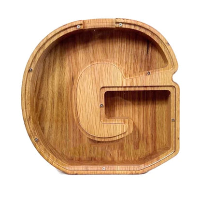 TreasureNest Muntbank | Gepersonaliseerde houten spaarpot in A-Z letterontwerpen