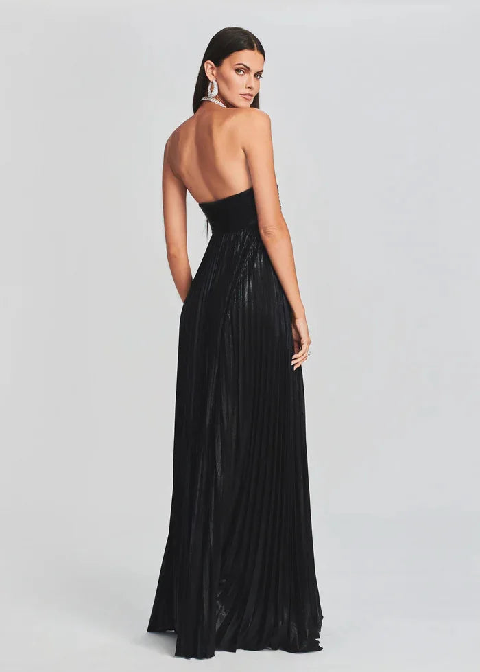 Schickes silbernes trägerloses Kleid für Hochzeit und Abendveranstaltungen