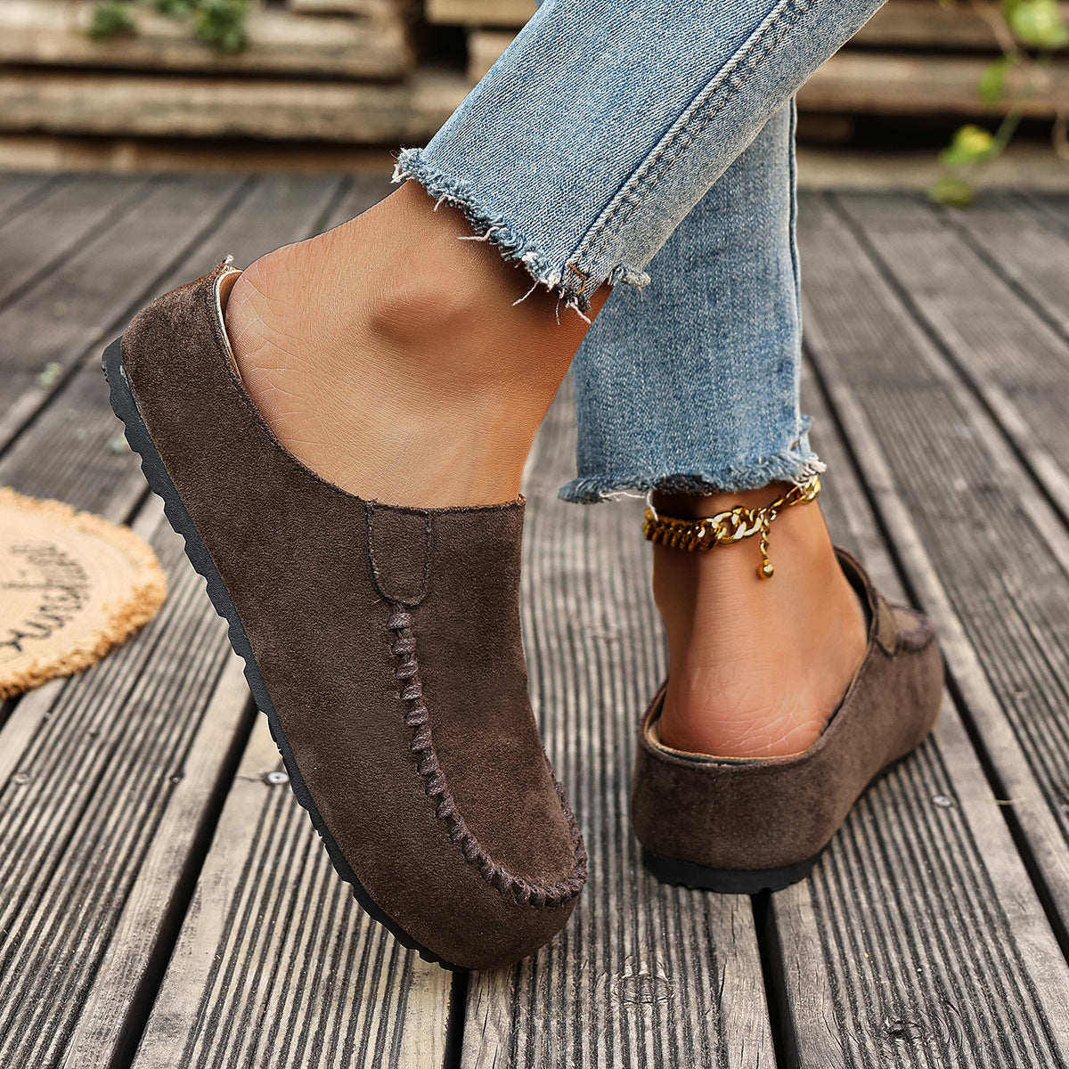 Vaelyra | Vintage comfortabele instapsandalen van leer voor dames