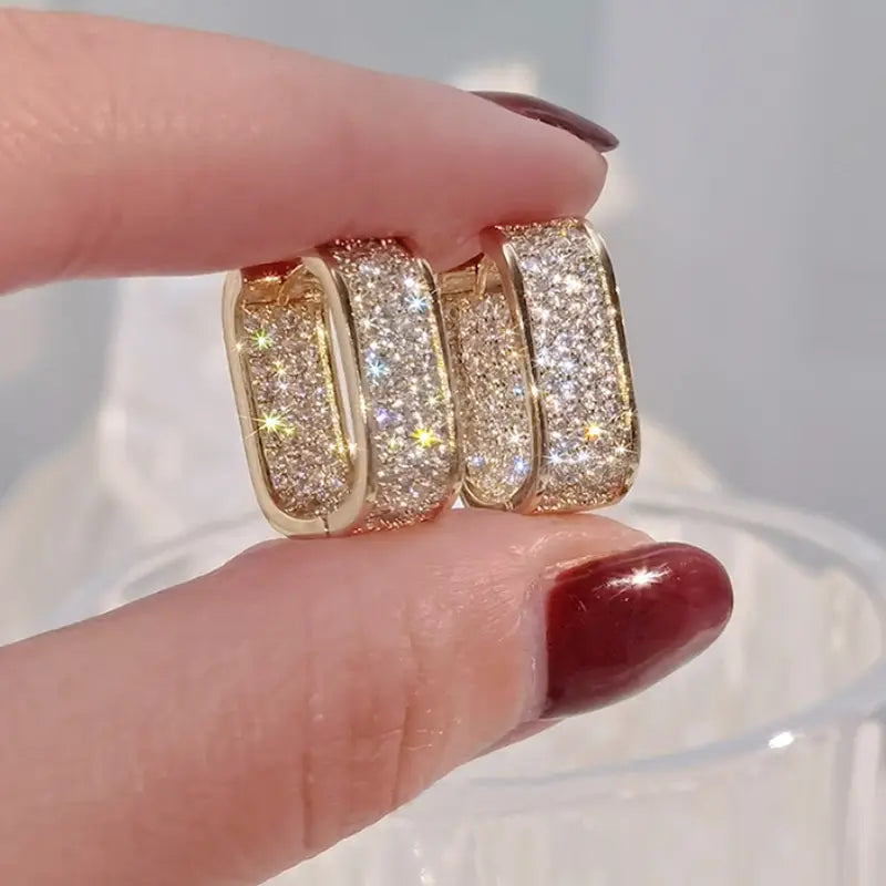 Brincos de Argola de Cristal de Luxo