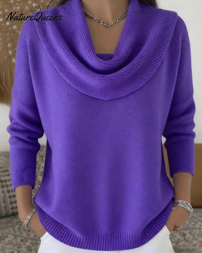 Pullover mit gerafftem Kragen