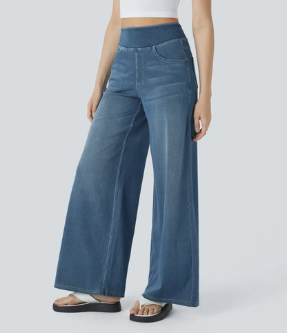 Vanelle | Hoge taille jeans met wijde pijpen voor dames – Comfortabele stretchdenim, casual en stijlvol