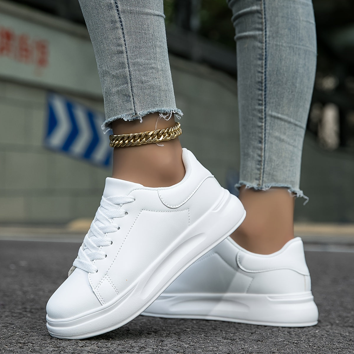 Women's Leather Platform Sneakers Casual Fashion Walking Shoes