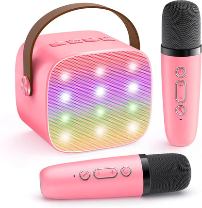 Hordozható Mini Karaoke Gépe Bluetooth Hangszóróval és 2 Vezeték nélküli Mikrofonnal – Veylo