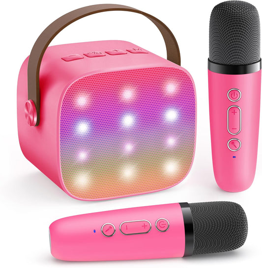 Hordozható Mini Karaoke Gépe Bluetooth Hangszóróval és 2 Vezeték nélküli Mikrofonnal – Veylo