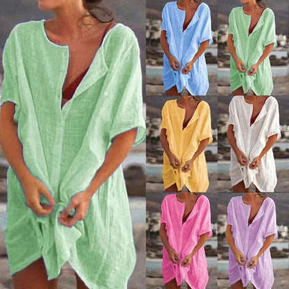 Anjini – Lockeres Strandkleid Mit kurzen Ärmeln