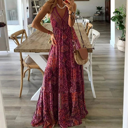 Boho-Print Schlupf-Maxikleid