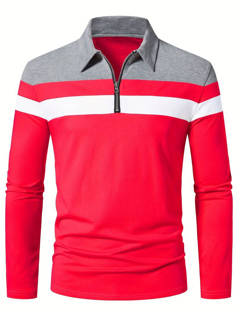 Harrison – Long-Sleeved Polo Shirt with Zipper | Men's Stylish Casual Polo Shirt