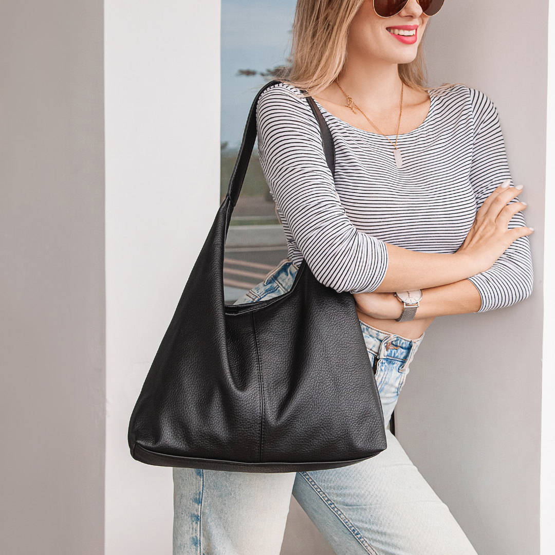 Vegane Leder-Hobo-Tasche mit Schulterriemen