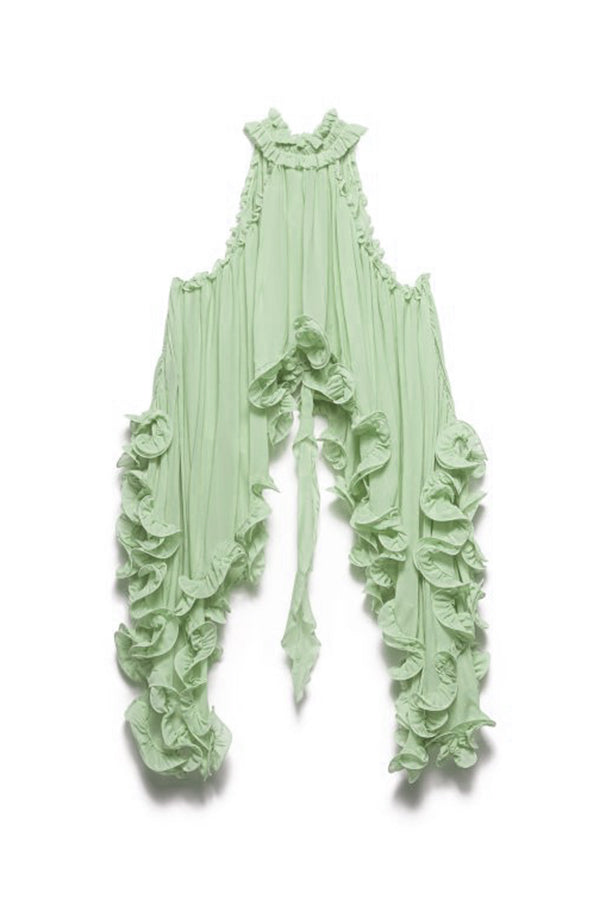 Damen-Haltertop aus Chiffon mit Rüschen, A-Linie