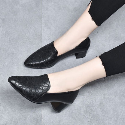 Broderyn | Elegant Floral Embossed Pumps