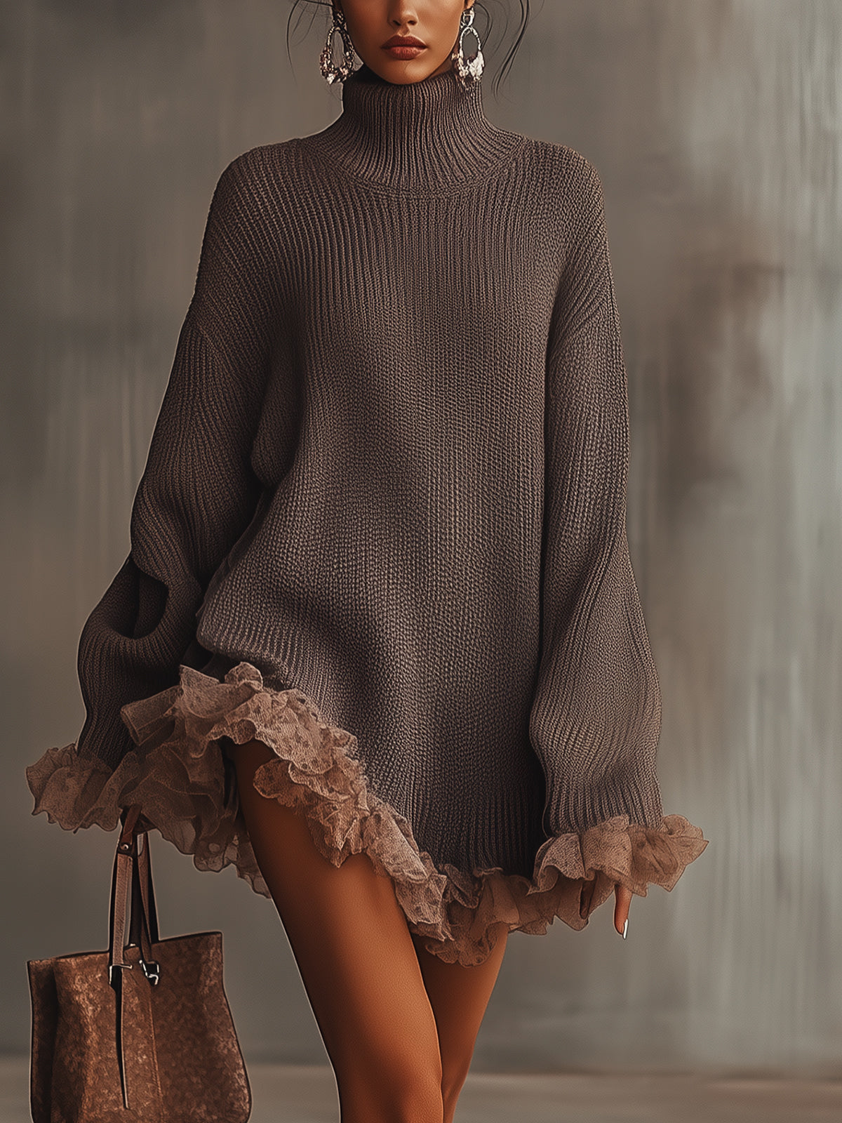 Schickes Strickkleid mit Rüschen