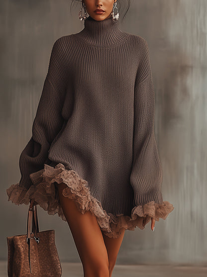 Schickes Strickkleid mit Rüschen