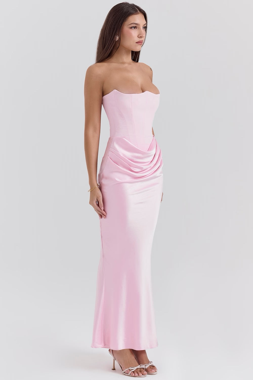 Women's Wedding Guest Lace Strapless Dress Evening
