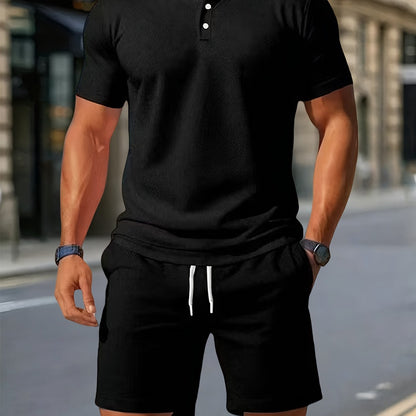 Declan | Textured Polo Shirt and Shorts Set