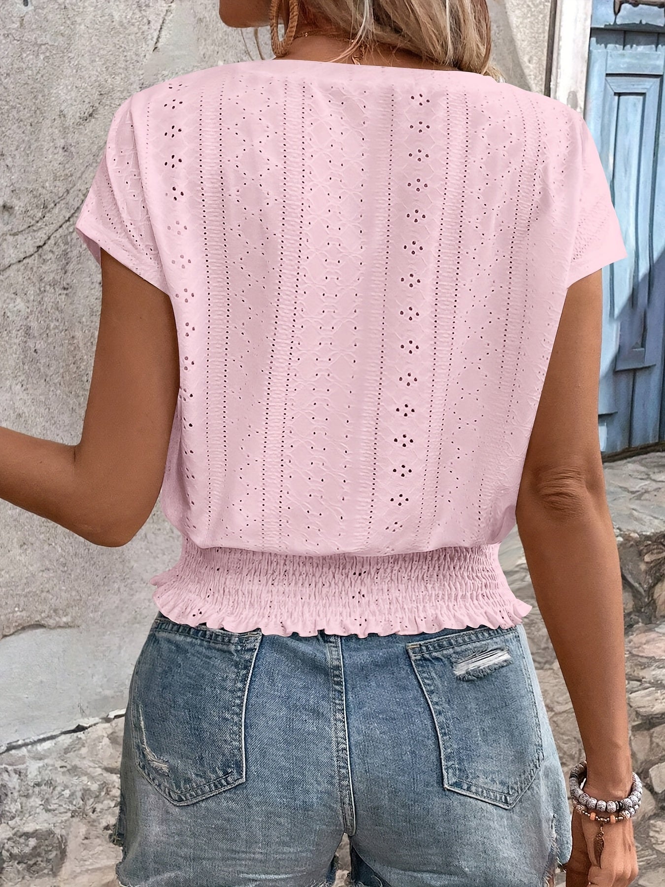 Delores - Elegant V-Neck Batwing T-Shirt
