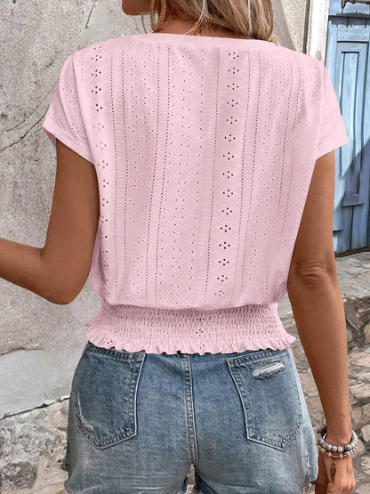 Delores - Elegant V-Neck Batwing T-Shirt