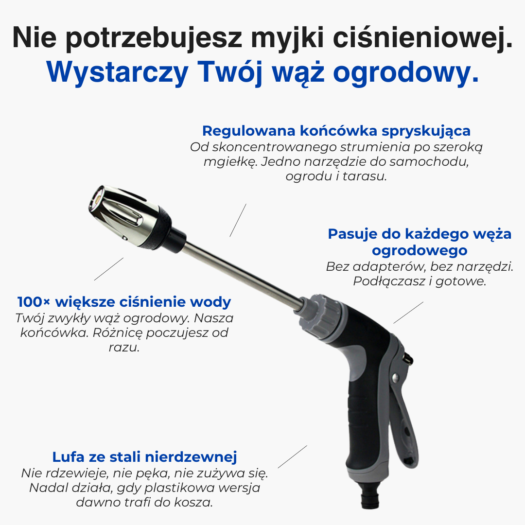 Końcówka ciśnieniowa do węża ogrodowego – mocne czyszczenie pod wysokim ciśnieniem