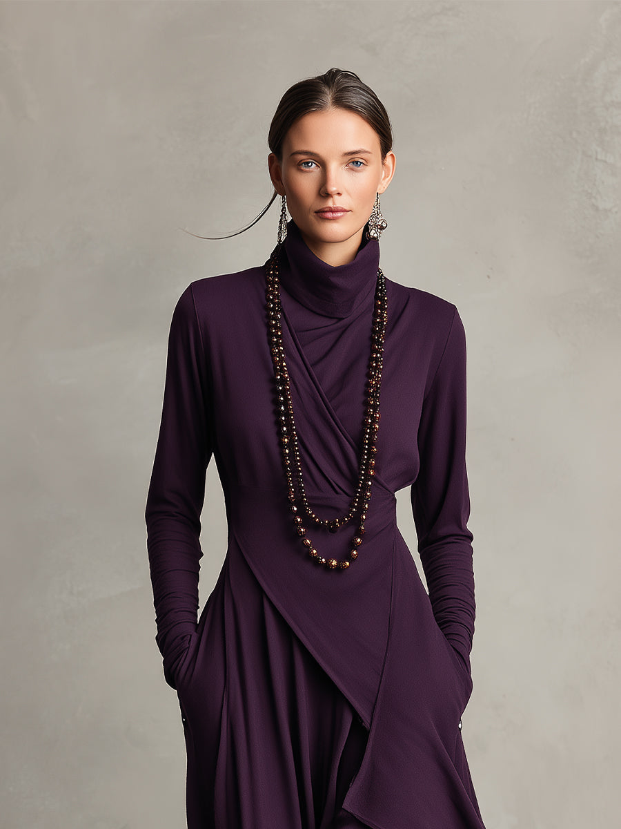 Damen-Boho-Maxikleid, asymmetrisch