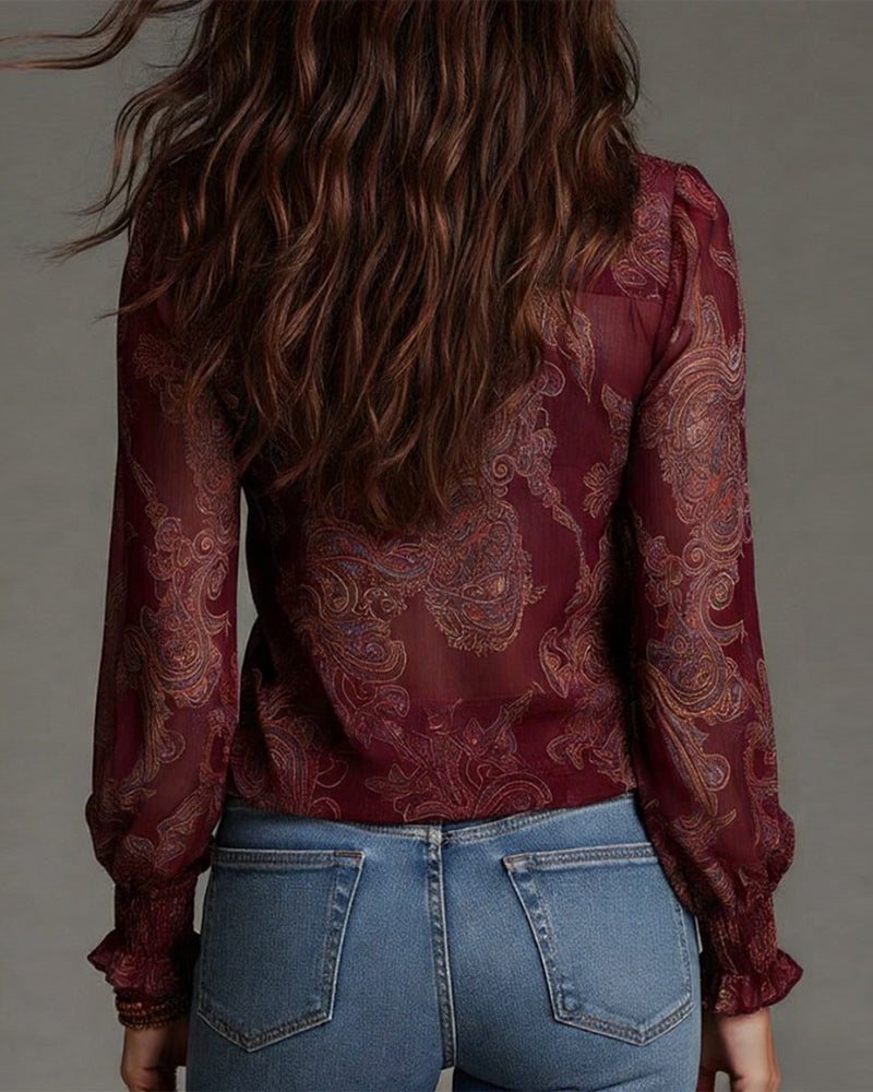Duval Paris™ | Blouse raffinée à demi-zip et volants